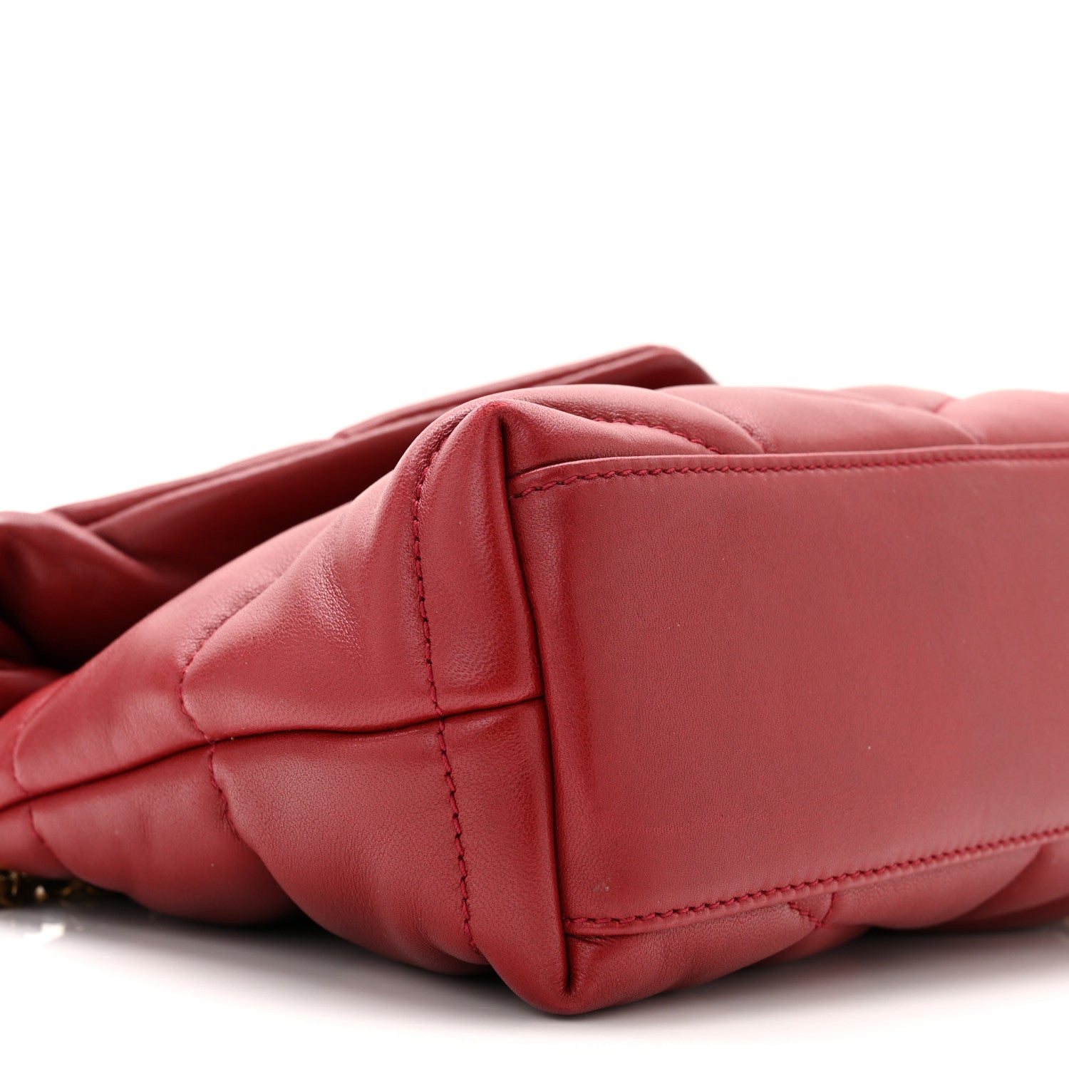 Saint Laurent Lambskin Quilted Toy Loulou Puffer Monogram Chain Satchel Red 9 of 10