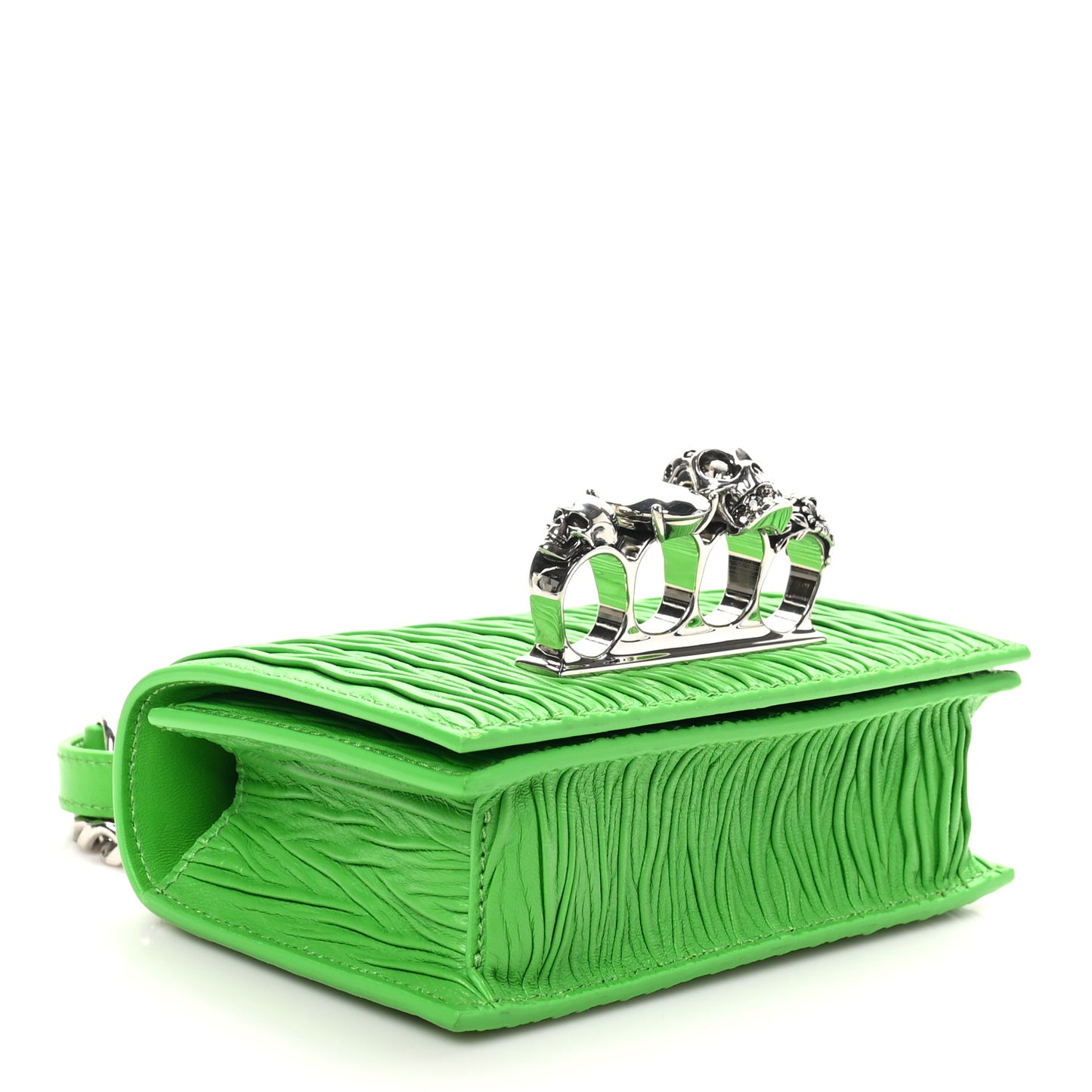 Lambskin Pleated Knuckle Shoulder Bag Green