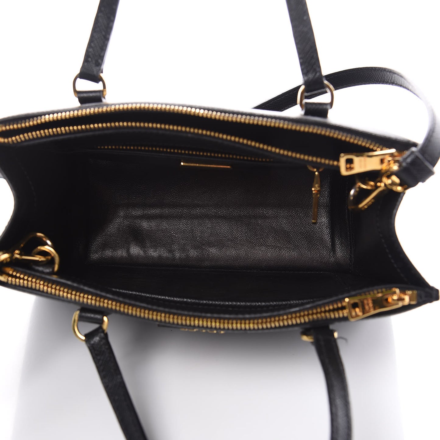 Saffiano Mini Double Zip Tote Black