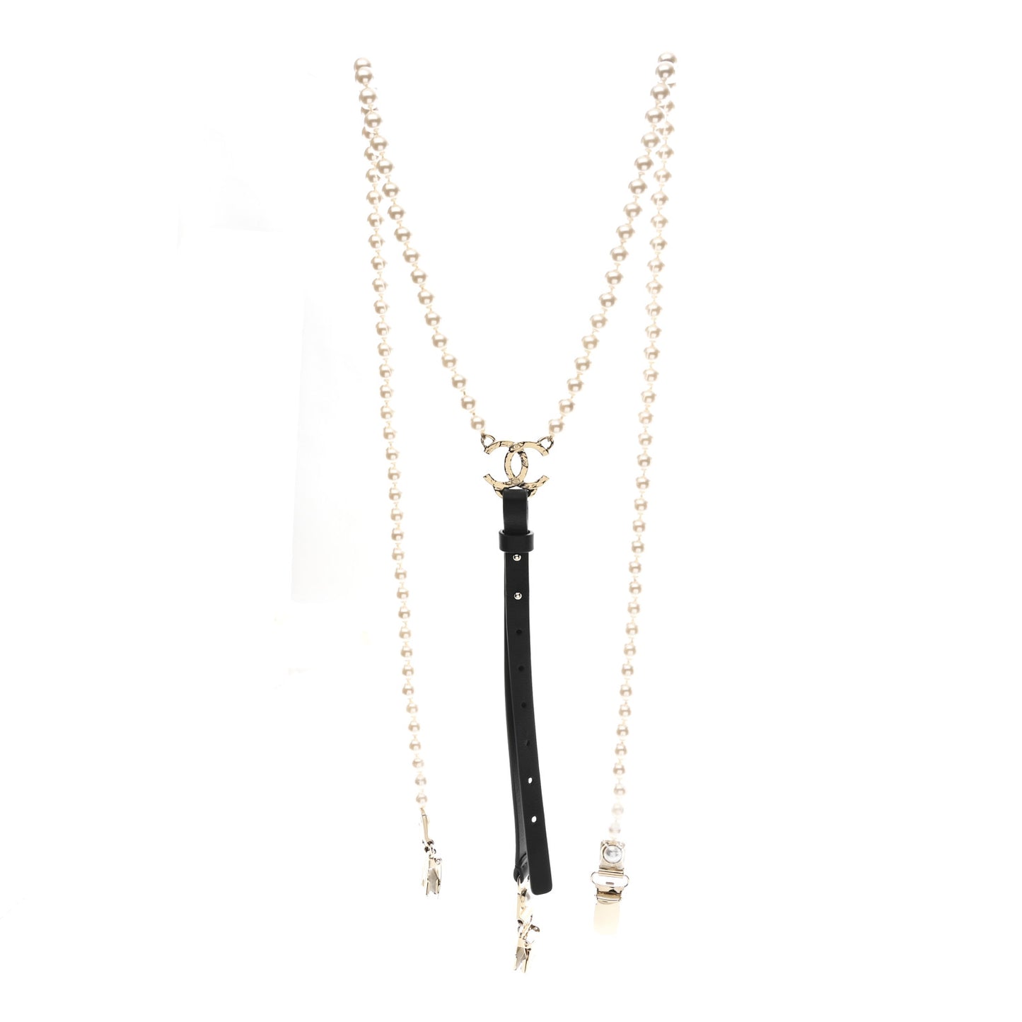 Calfskin Pearl CC Suspenders M Black Pearly White