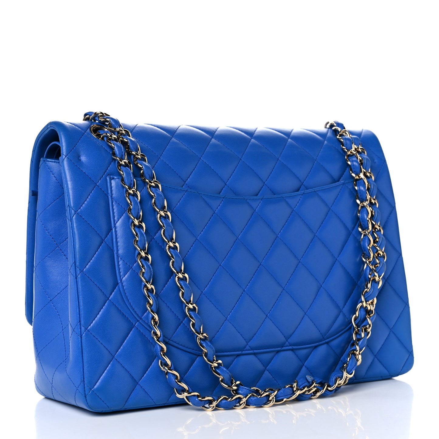 Lambskin Quilted Maxi Double Flap Blue