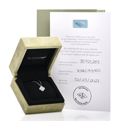 Van Cleef & Arpels 18K White Gold Diamond Sweet Alhambra Pendant Necklace 6 of 6