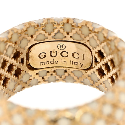 Gucci 18K Yellow Gold Enamel Diamantissima Ring 48 4.5 White 4 of 6