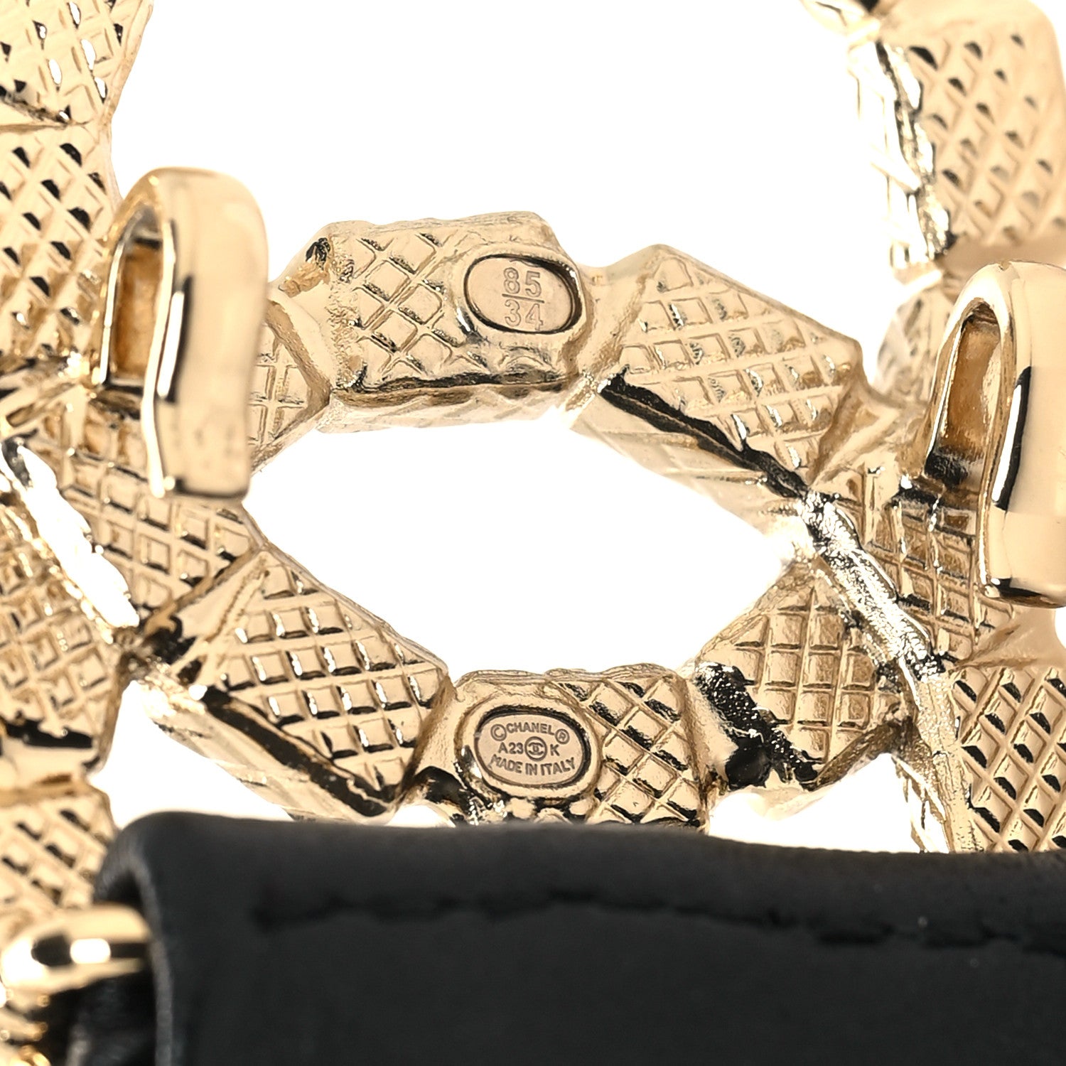 Chanel Lambskin Crystal CC Belt 85 34 Black 3 of 4