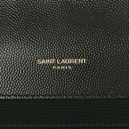 Saint Laurent Grain De Poudre Textured Mixed Matelasse Large Triquilt Monogram Satchel Black 6 of 11