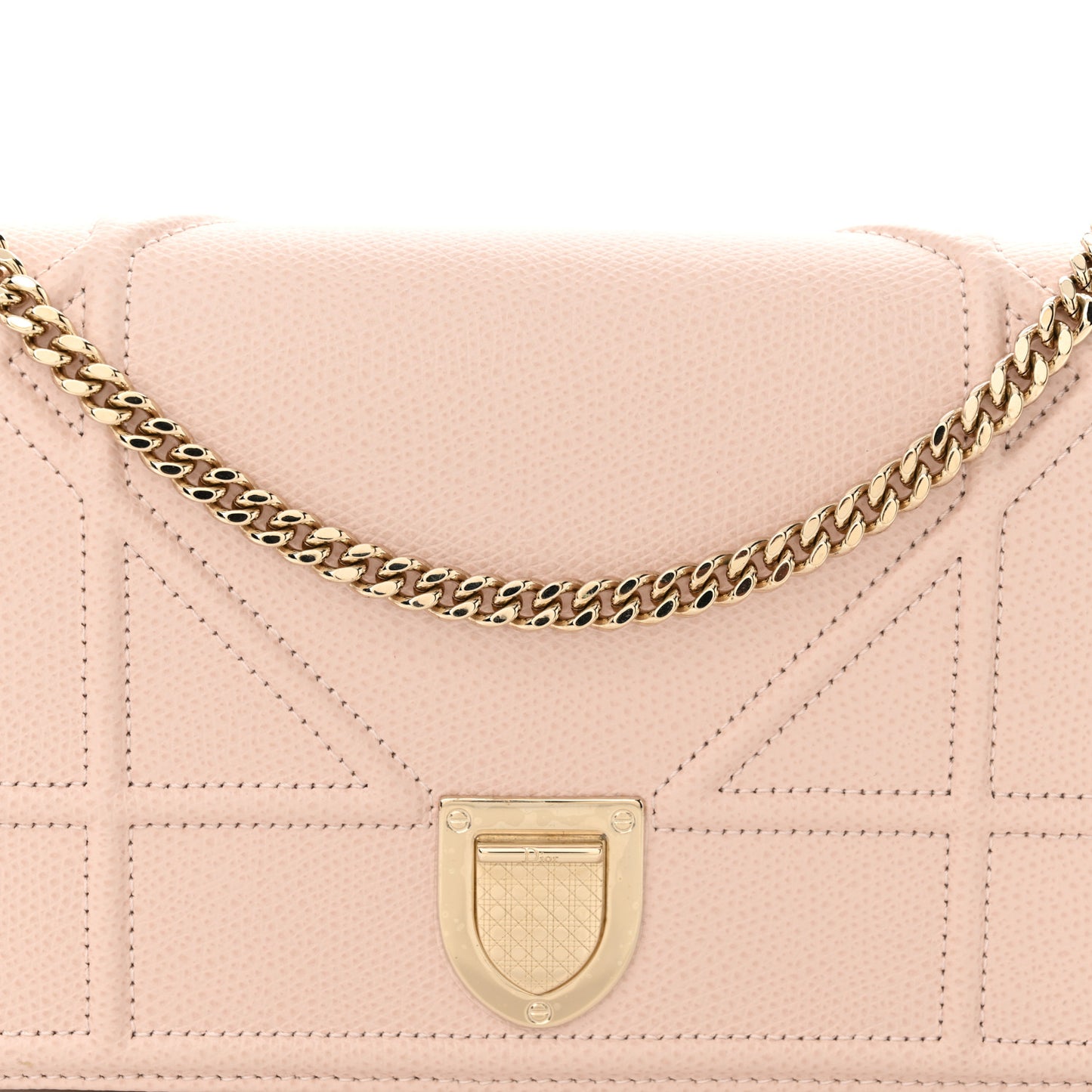 Grained Calfskin Diorama Wallet on Chain Pouch Rose Poudre