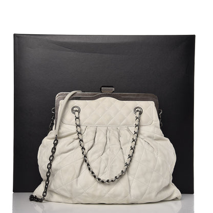 Chanel Iridescent Calfskin Chic Quilt Frame Tote White 8 of 8