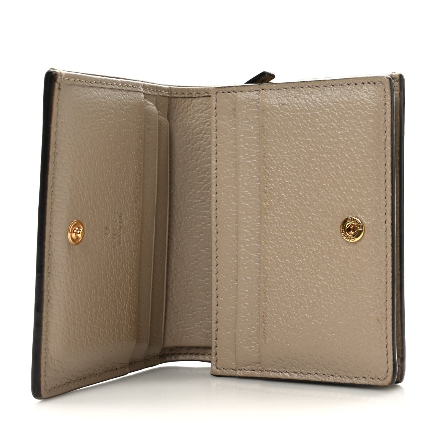 GG Supreme Monogram Textured Dollar Calfskin Web Ophidia Card Case Beige Mystic White Oatmeal