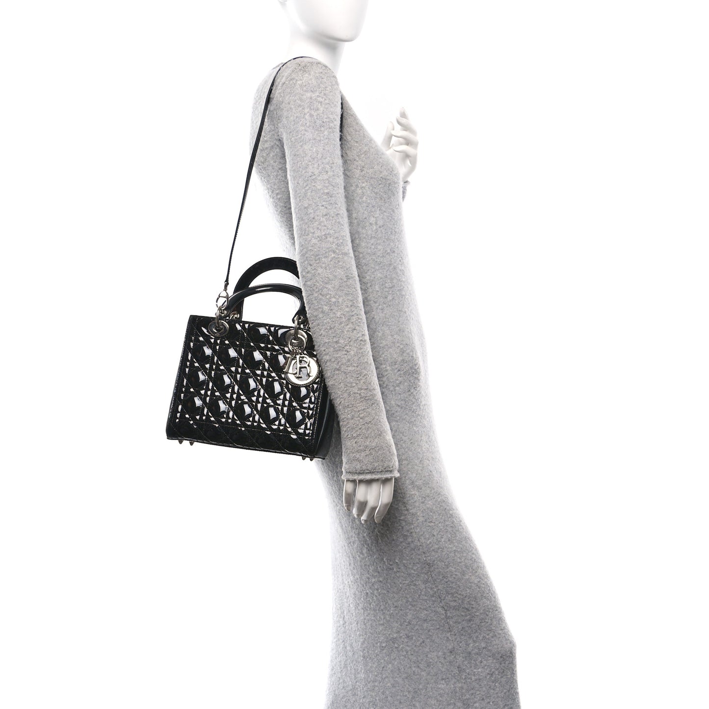 Patent Cannage Medium Lady Dior Black