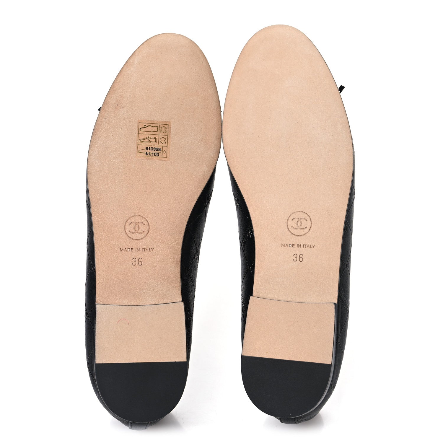 Chanel Printed Lambskin Patent Cap Toe Ballerina Flats 36 Black 6 of 10