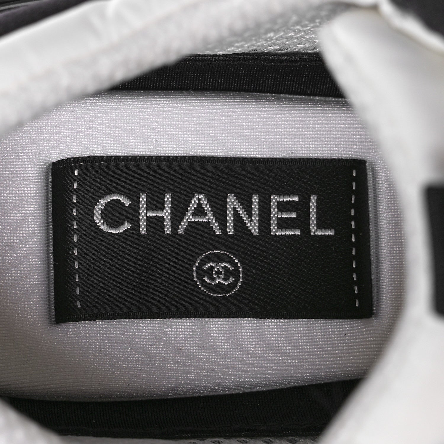 Chanel Nylon Suede Calfskin CC Sneakers 38.5 White Dark Grey 8 of 9