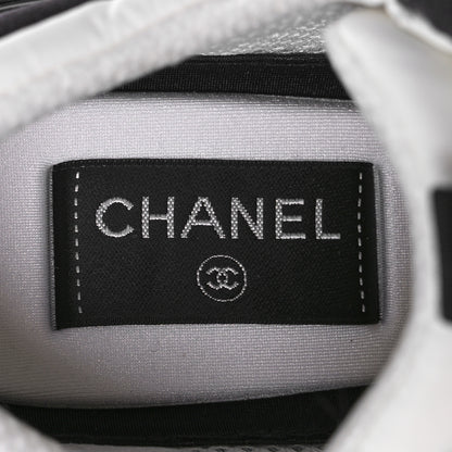 Chanel Nylon Suede Calfskin CC Sneakers 38.5 White Dark Grey 8 of 9