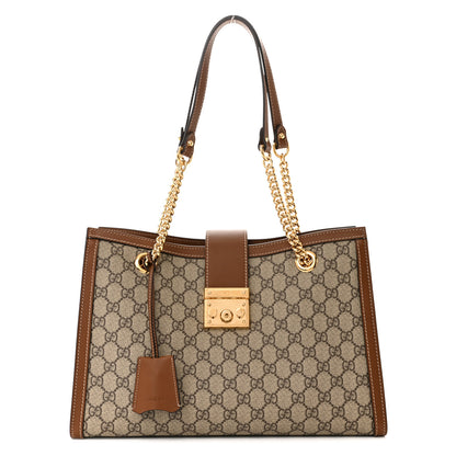 Gucci GG Supreme Monogram Medium Padlock Tote Beige Cuir 1 of 11