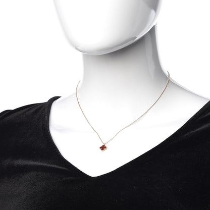 Van Cleef & Arpels 18K Rose Gold Carnelian Sweet Alhambra Pendant Necklace 2 of 6