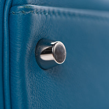 Hermes Swift Grain d'H Ghillies Kelly 35 Bleu Izmir 33 of 44