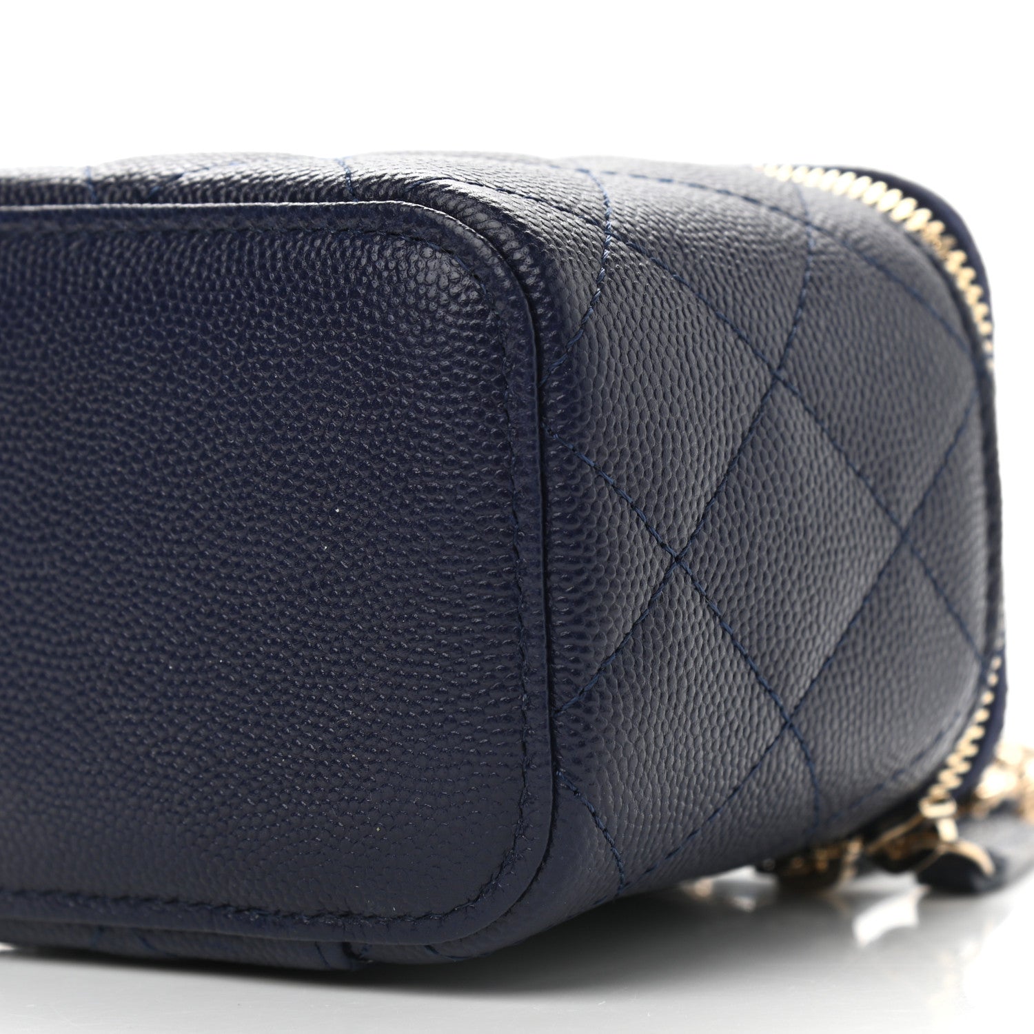 Chanel Caviar Quilted Mini Vanity Case With Chain Navy Blue 10 of 11