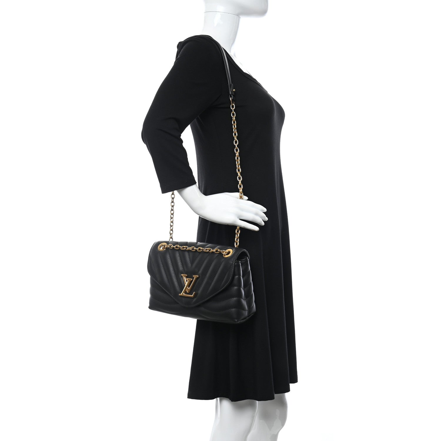Louis Vuitton Calfskin LV New Wave Chain Bag Black 2 of 10