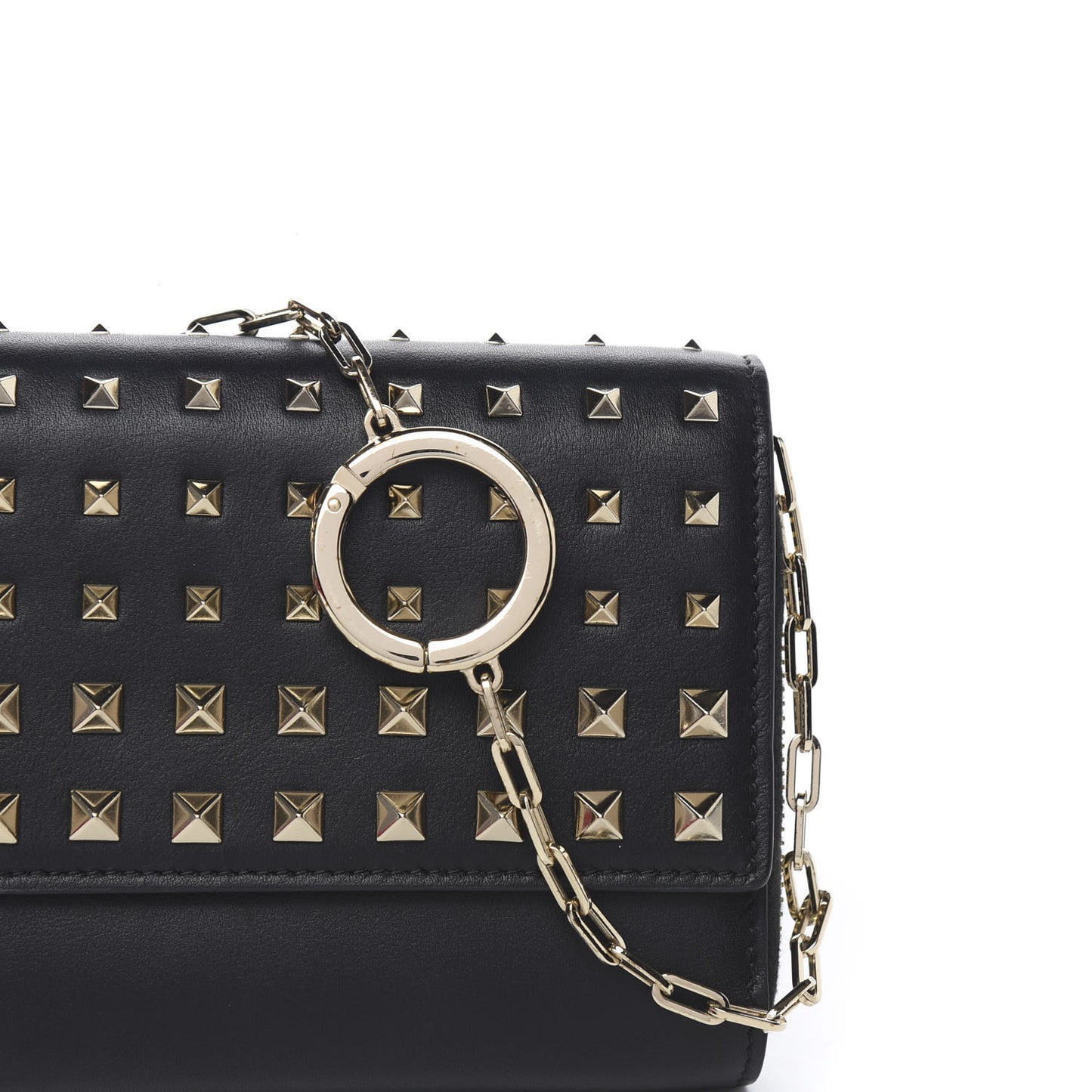 Vitello Rockstud Carry Secrets Continental Wallet On Chain Black