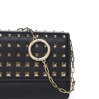 Valentino Garavani Vitello Rockstud Carry Secrets Continental Wallet On Chain Black 10 of 11