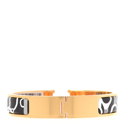Hermes Enamel Printed Panoplie Equestre Narrow Clic Clac H Bracelet PM Positif Negatif 3 of 7