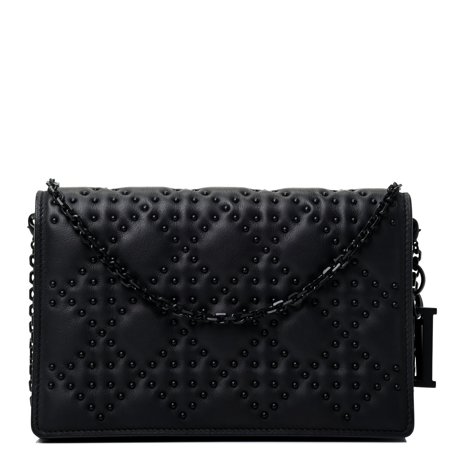 Christian Dior Ultra Matte Calfskin Cannage Studded Lady Dior Wallet on Chain Pouch Black 1 of 4