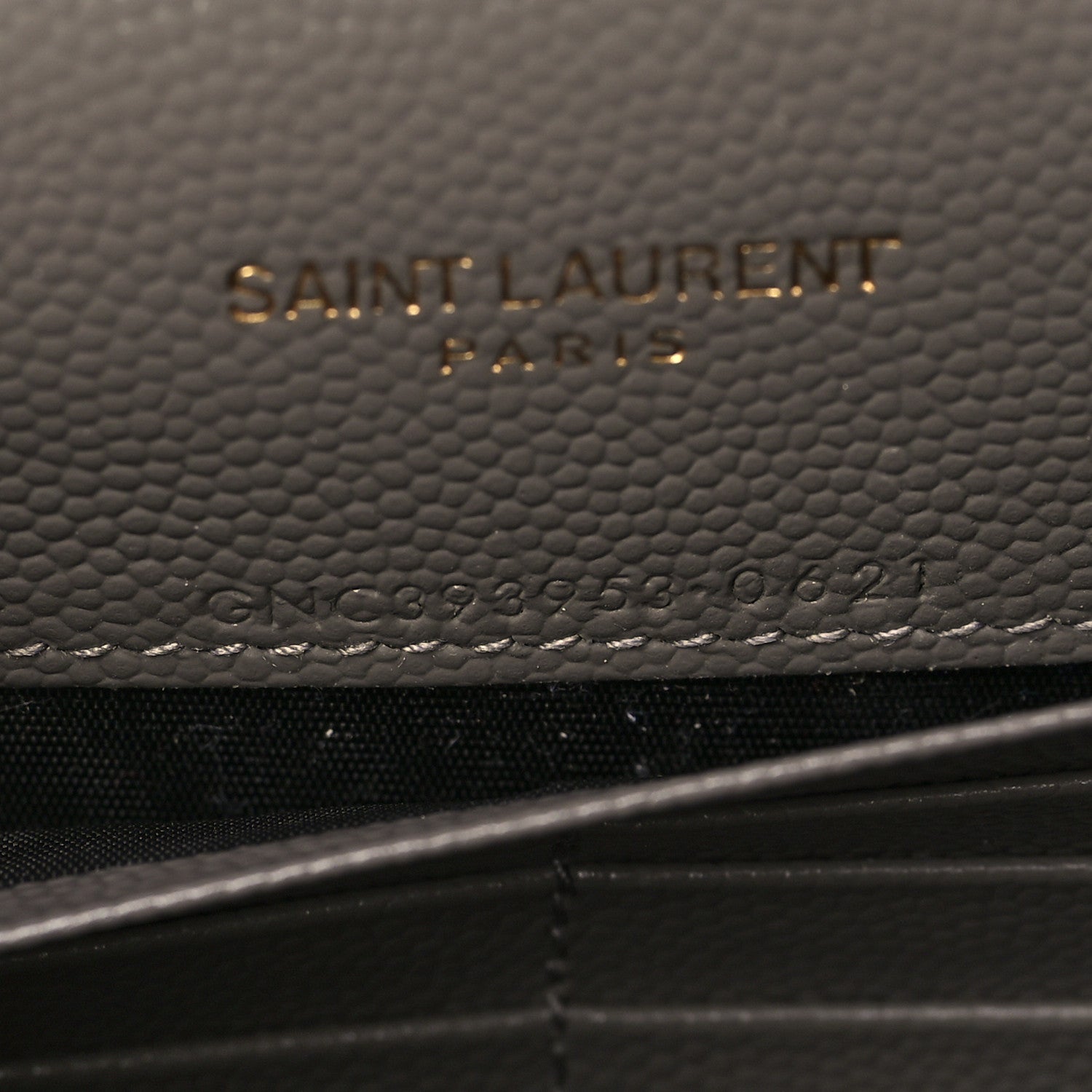 Saint Laurent Grain De Poudre Matelasse Chevron Monogram Envelope Chain Wallet Earth 6 of 8