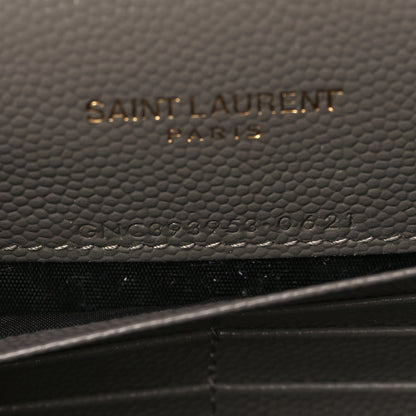 Saint Laurent Grain De Poudre Matelasse Chevron Monogram Envelope Chain Wallet Earth 6 of 8
