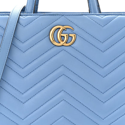 Gucci Calfskin Matelasse Small GG Marmont Tote Clear Sky Blue 8 of 12