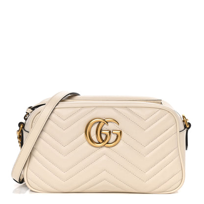 Gucci Calfskin Matelasse Small GG Marmont Chain Shoulder Bag White 1 of 15