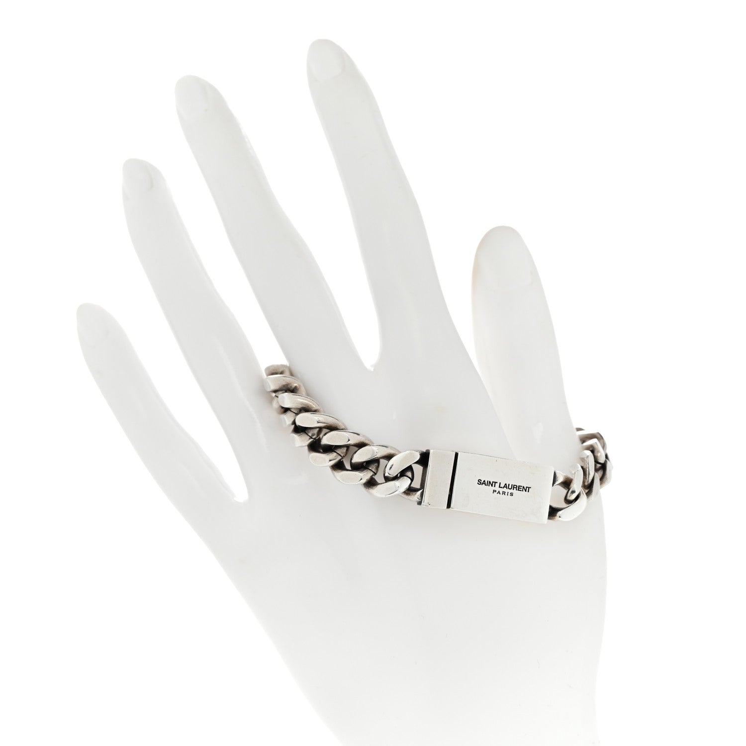 Saint Laurent Metal Curb Chain Bracelet Oxidized Silver 2 of 5