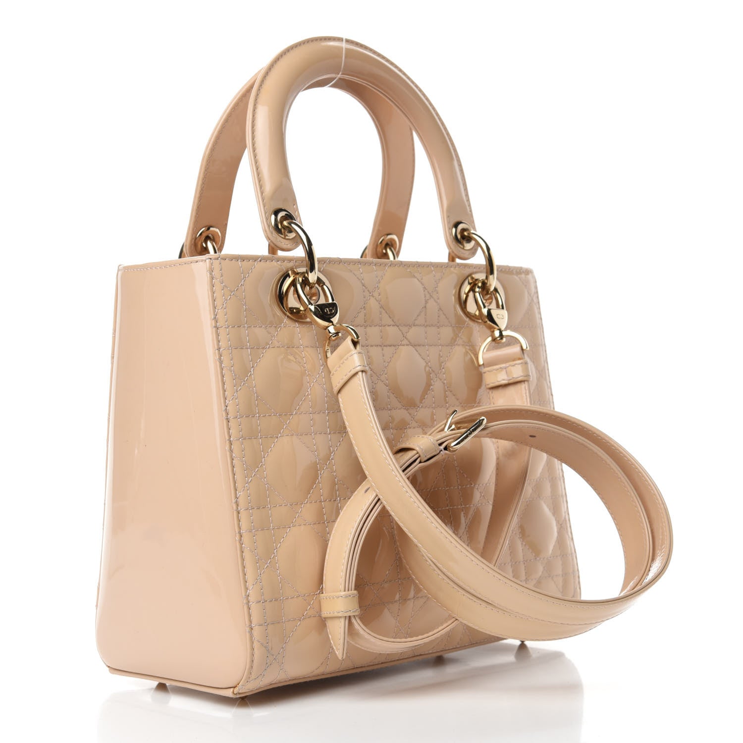 Christian Dior Patent Cannage Medium Lady Dior Beige 3 of 10