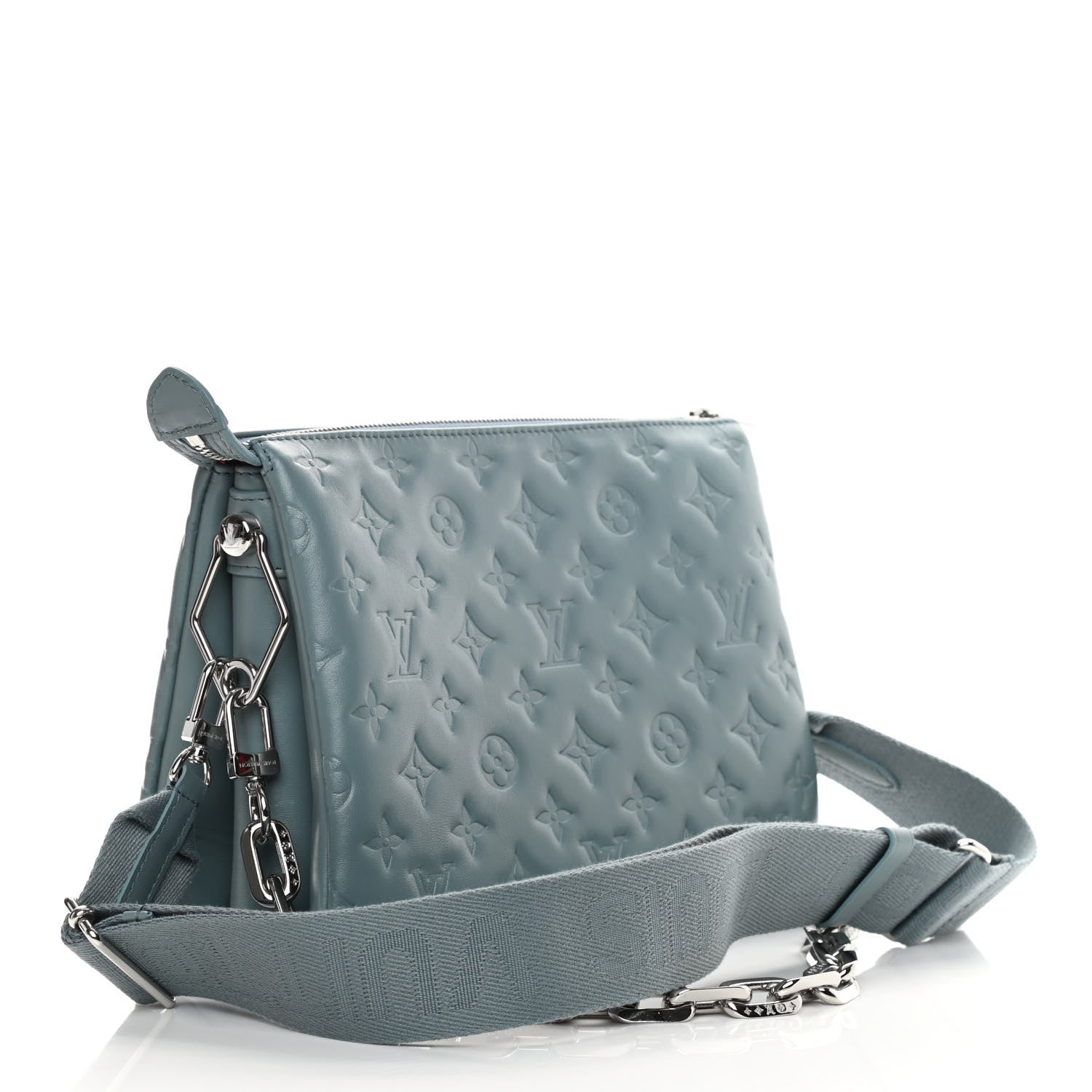 Louis Vuitton Lambskin Embossed Monogram Coussin PM Blue Glacier 3 of 12