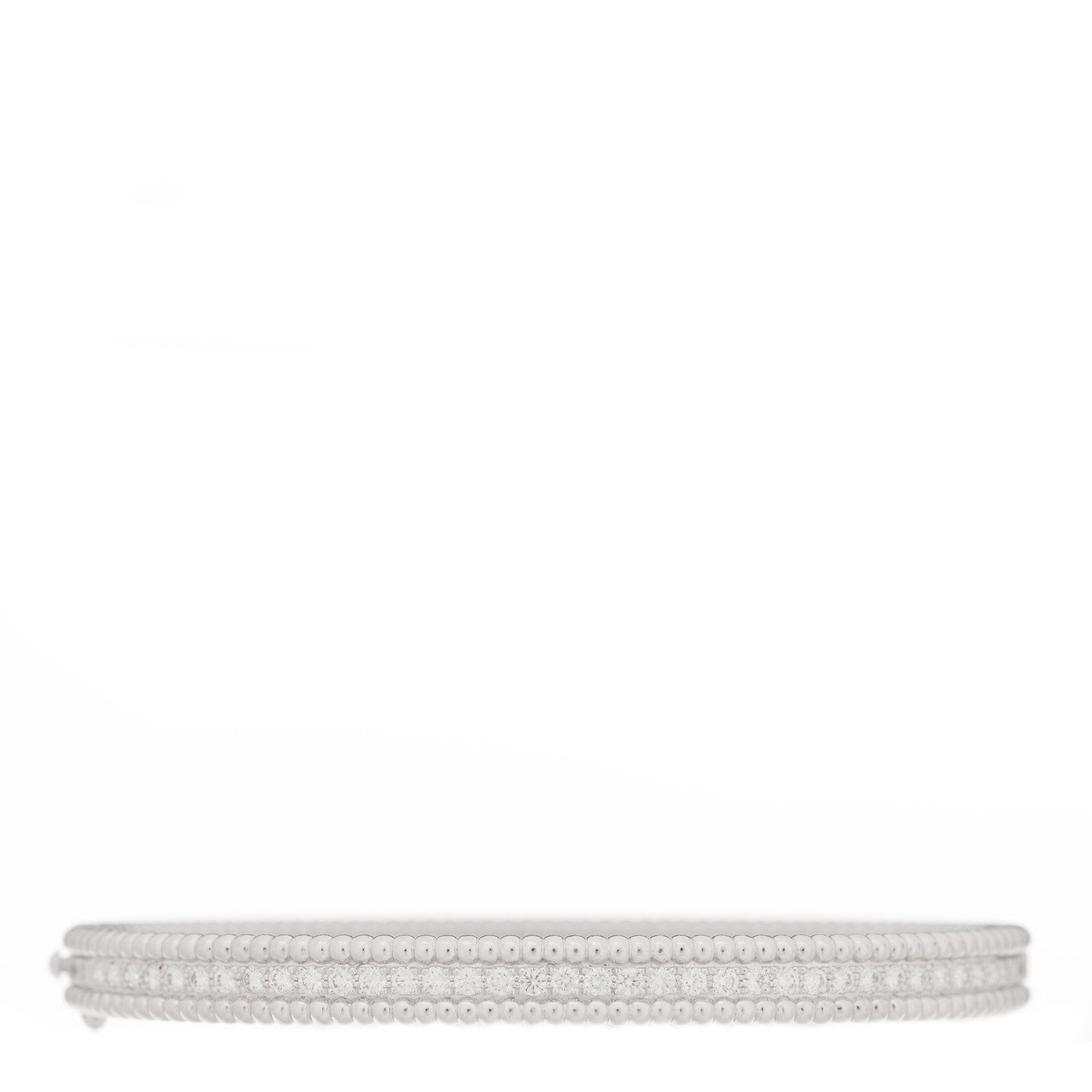 Van Cleef & Arpels 18K White Gold Diamond Perlee 1-Row Bangle Bracelet L 1 of 4