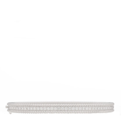 Van Cleef & Arpels 18K White Gold Diamond Perlee 1-Row Bangle Bracelet L 1 of 4