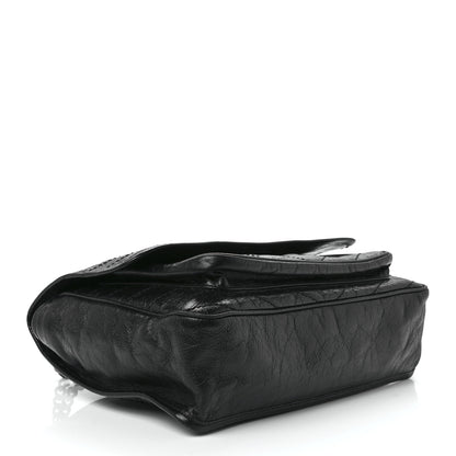 Saint Laurent Crinkled Calfskin Matelasse Monogram Large Niki Chain Satchel Black 4 of 12