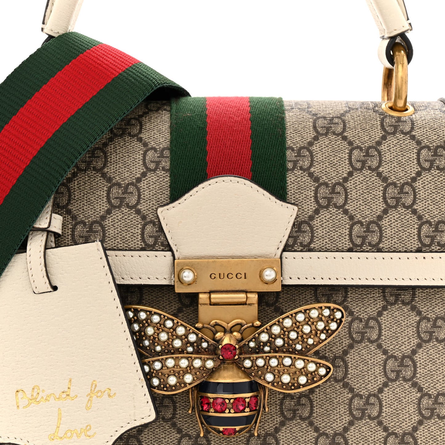 GG Supreme Monogram Small Queen Margaret Top Handle Bag White