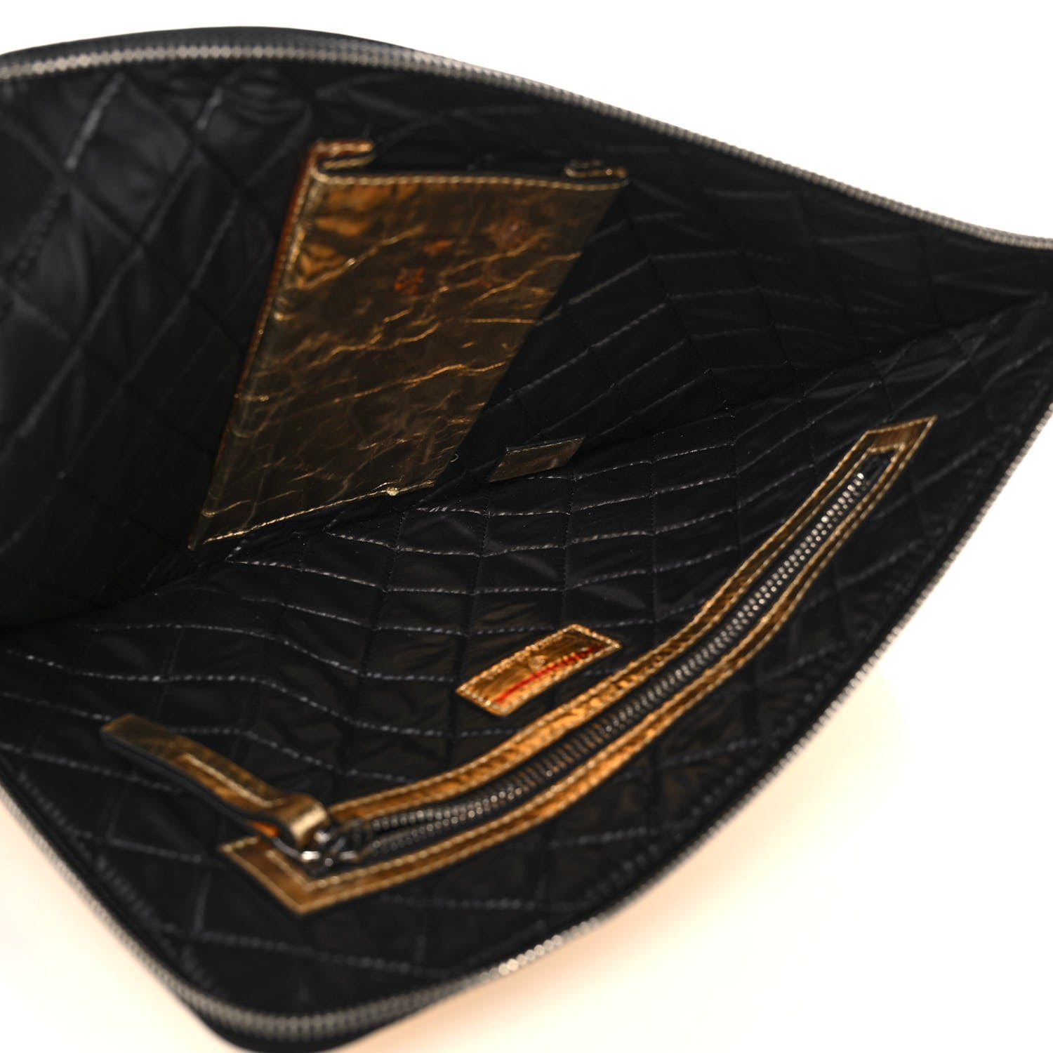 Chanel Metallic Lambskin Medium Je Ne Suis Pas En Solde Pouch Clutch Gold 9 of 11