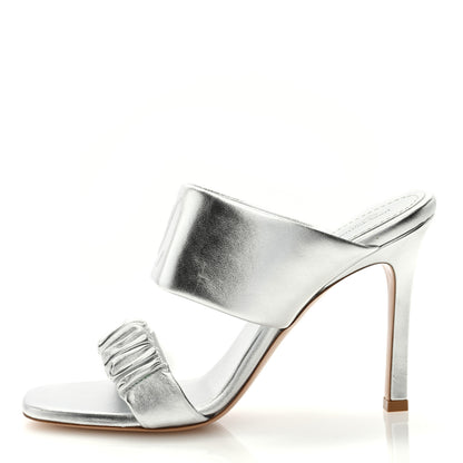 Louis Vuitton Metallic Lambskin Drapy Heel Mules 40 Silver 1 of 7