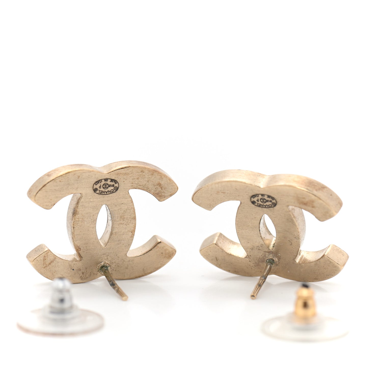 Enamel CC Earrings Black Gold