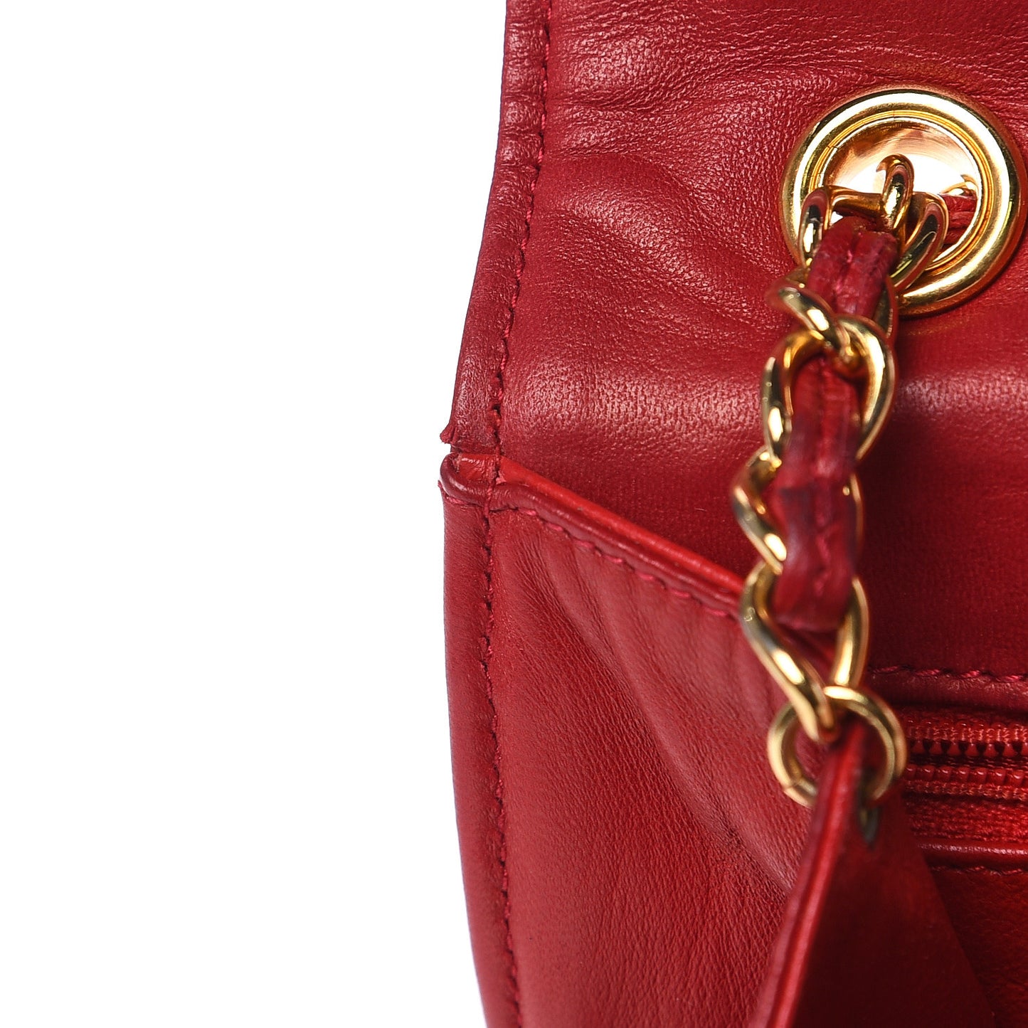 Lambskin Quilted CC Small Single Flap Red
