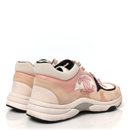 Chanel Nylon Lambskin Suede Calfskin CC Sneakers 38 Pink White Black 5 of 8