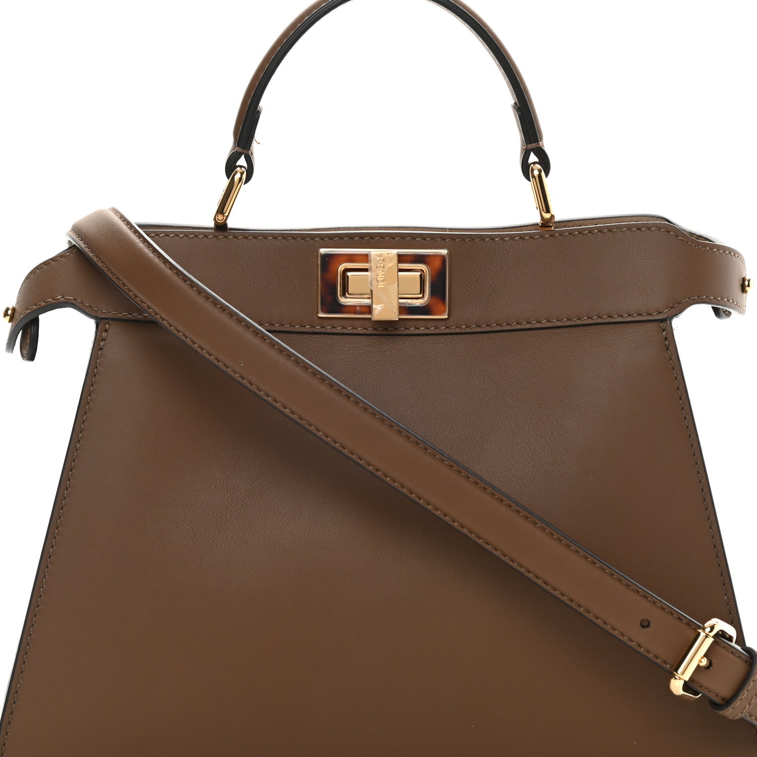 Fendi Vitello Seta Shiny Nappa Plexiglass Small Peekaboo I SEE U Satchel Foresta Sasso 9 of 13