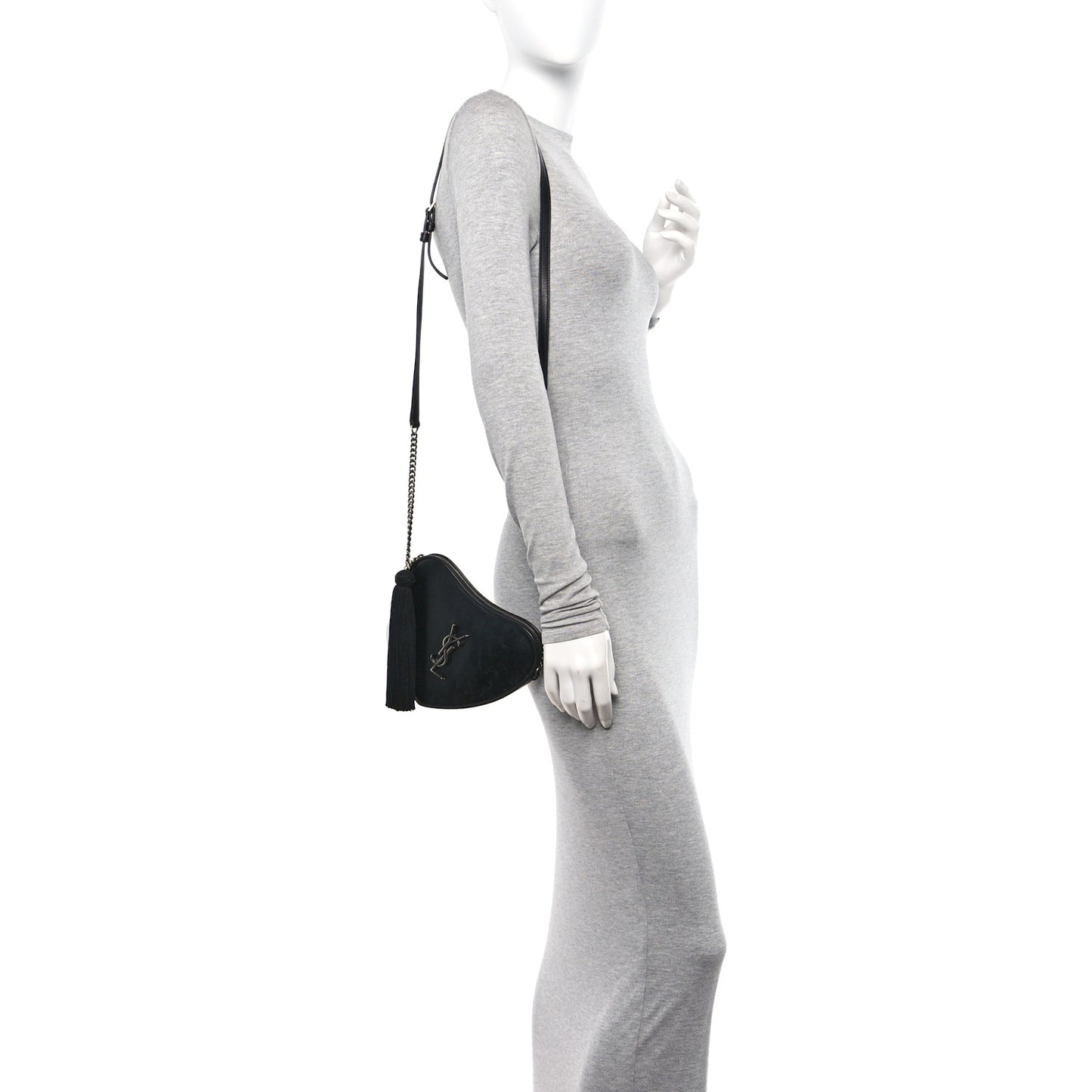 Calfskin Heart Monogram Crossbody Black
