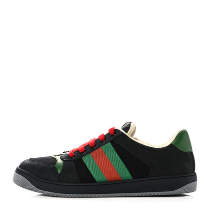 Gucci Nylon Nubuck Web Mens Screener Sneakers 8.5 Black Vintage Green 1 of 7