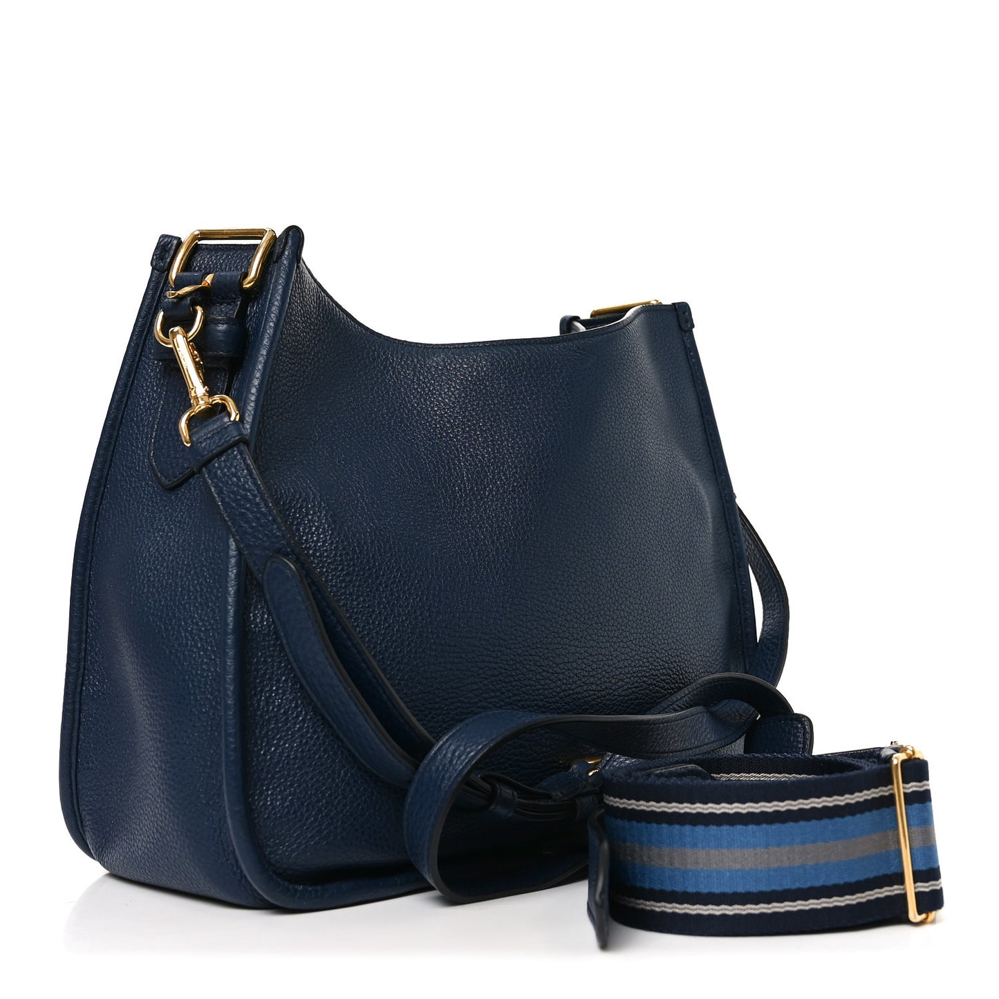 Vitello Daino Soft Shoulder Bag Blue