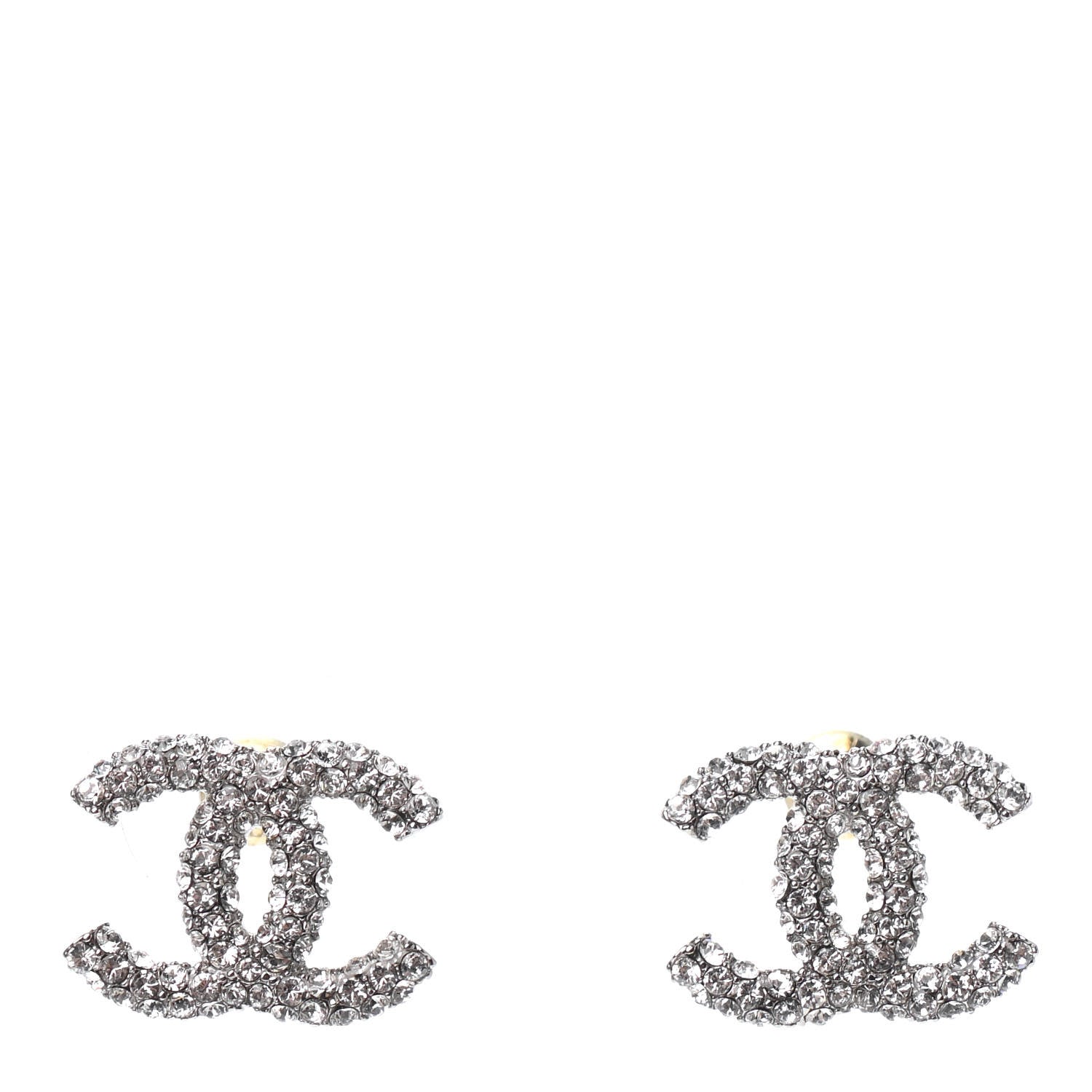 Chanel Crystal CC Earrings Silver 1 of 4