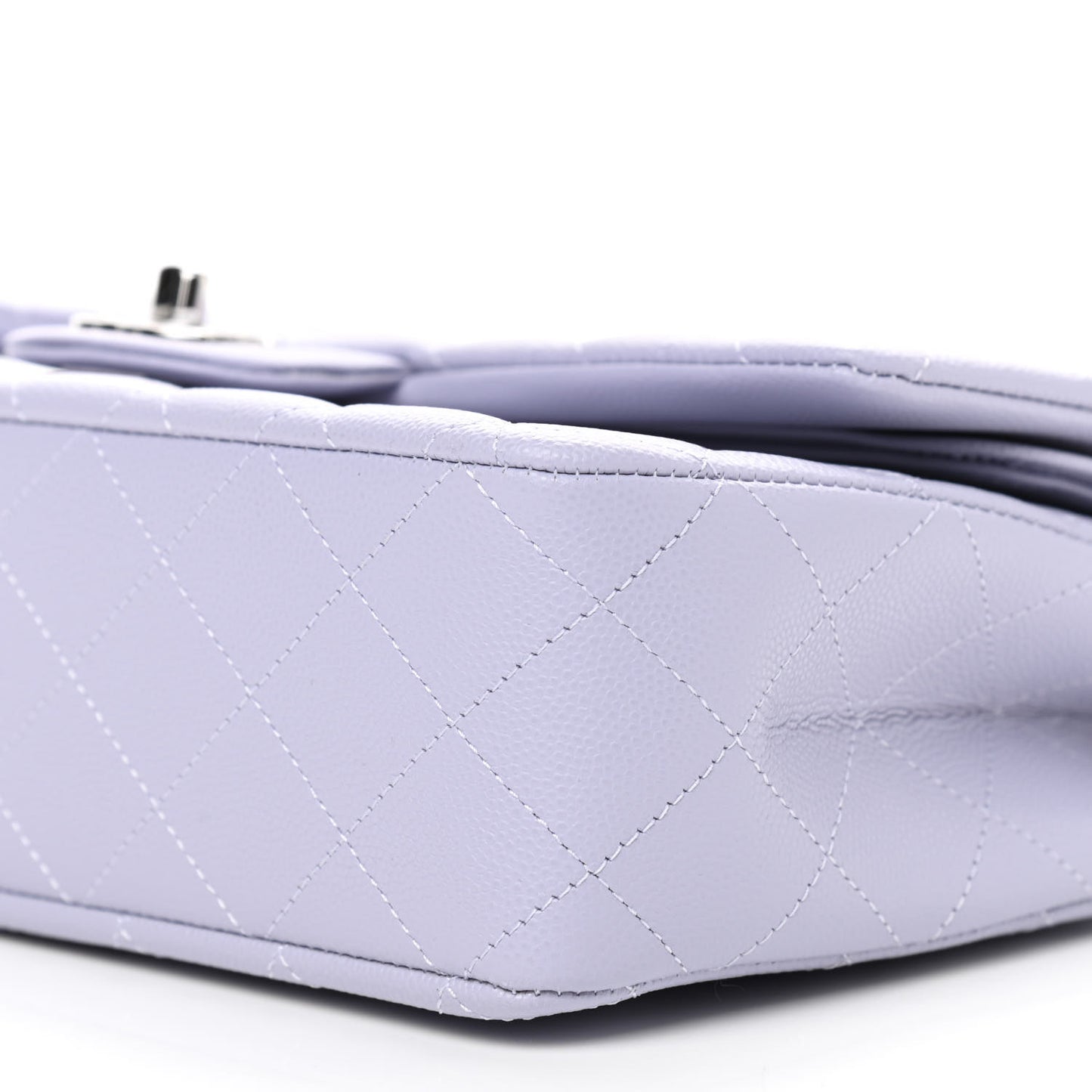Caviar Quilted Medium Double Flap Light Purple
