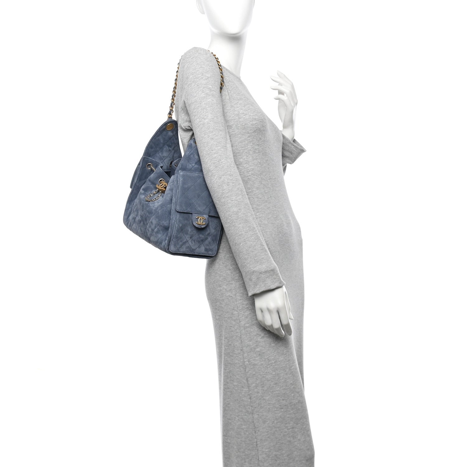 Chanel Suede Quilted Small Chanel 25 Handbag Blue 2 of 11