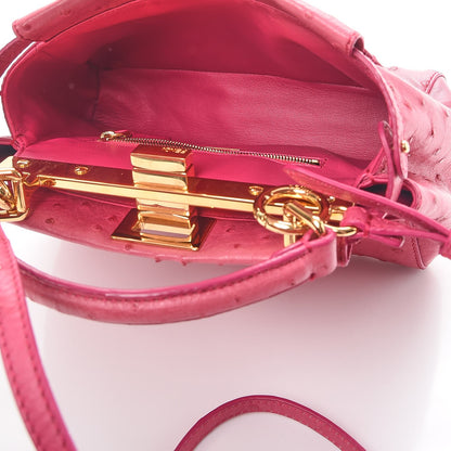 Fendi Ostrich Shiny Nappa Mini Peekaboo Iconic Satchel Fuchsia 6 of 8