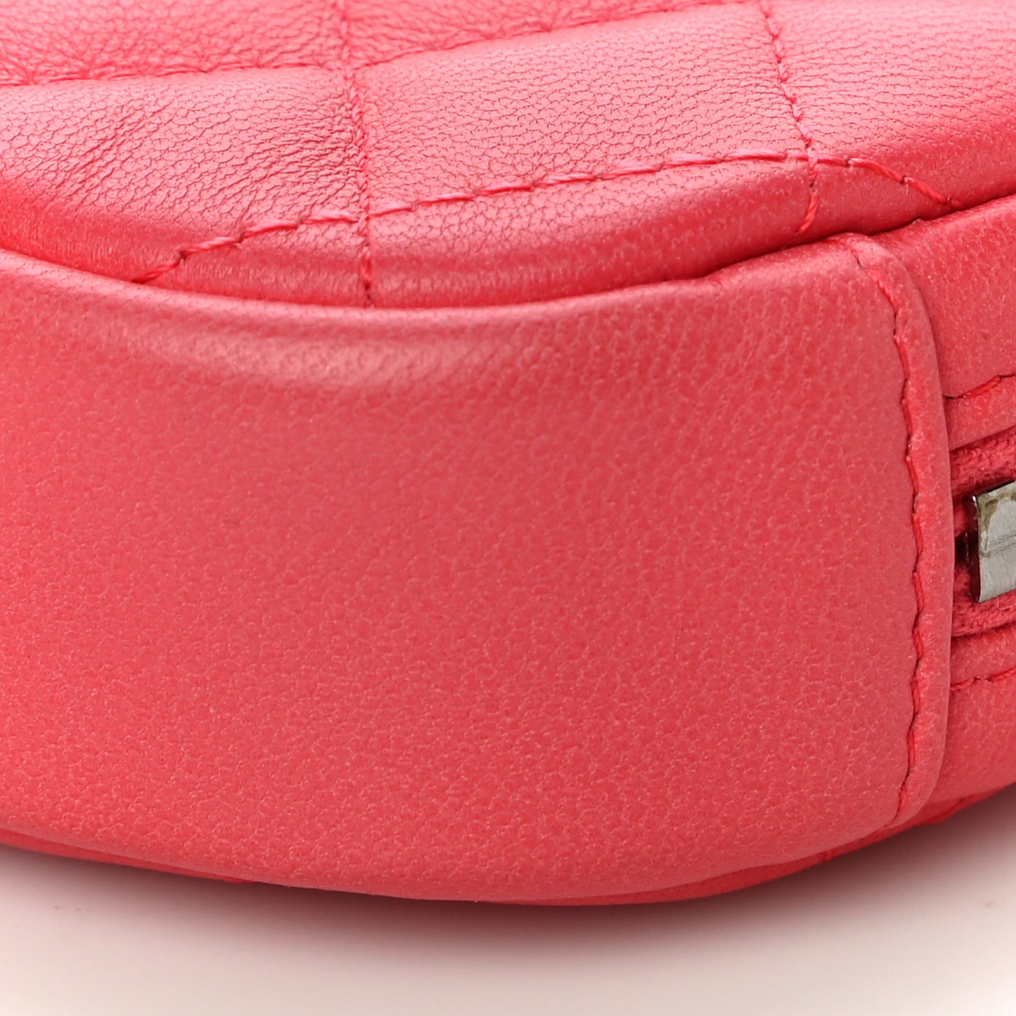 Lambskin Quilted Zip Around Classic Coin Purse Coral